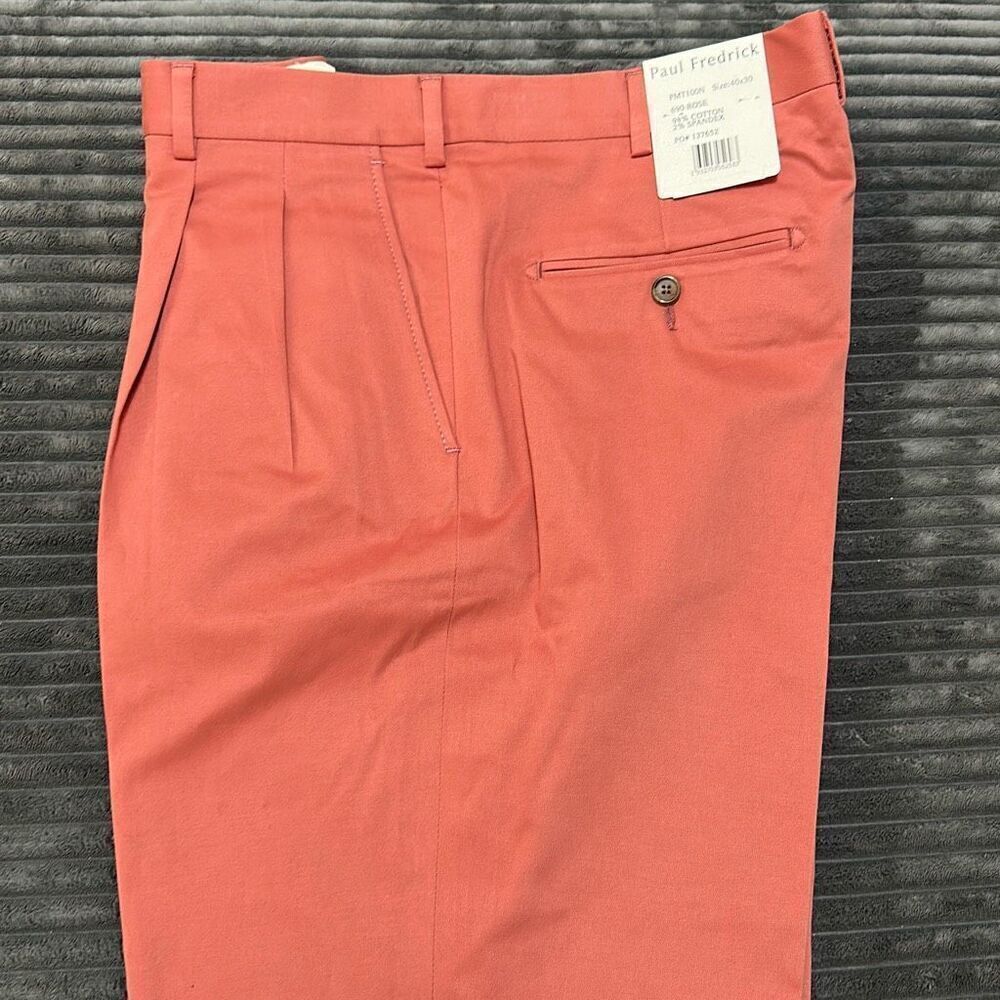Paul Fredrick Cotton Stretch Twill Pants Rose Men’s 40x30 NWT